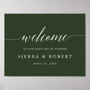 Poster Sinal de Boas-vindas Elegante com Script Branco