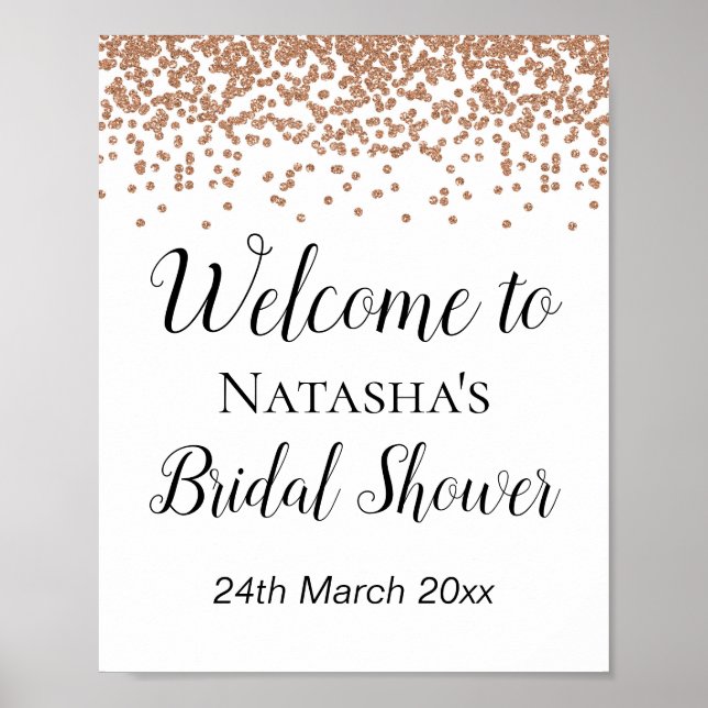 Poster Sinal de Boas-Vindas em Rose Gold - Noiva | Sinal  (Frente)