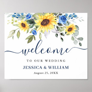 Poster Sinal de Boas-vindas Eucalyptus Sunflower Elegante