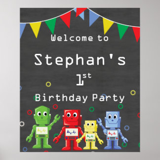 Poster Sinal de boas-vindas festa de aniversário temática