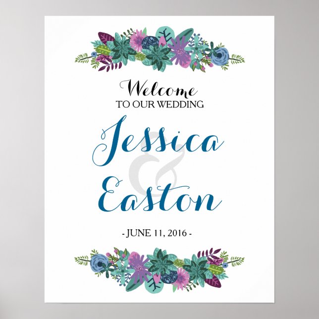 Poster Sinal de Boas-vindas Floral 16x20 (Frente)