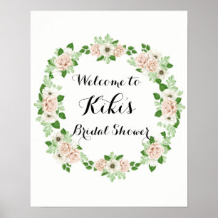 Poster Sinal de boas-vindas floral do chá de panela