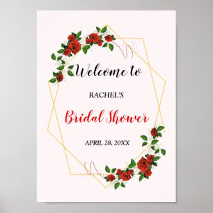 Poster Sinal de Boas-vindas Floral do chá de panela Verme