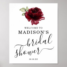 Poster Sinal de Boas-Vindas Floral Rosa Vermelho Intenso 
