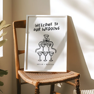 Poster Sinal de boas-vindas ilustrado de casamento do Ret
