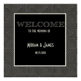 Póster Sinal de boas-vindas inspirado na Deco de Arte Neg