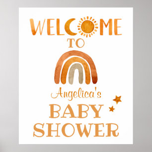 Poster Sinal de boas-vindas, Lua, Arco-Íris e Estrelas