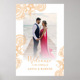 Poster Sinal de Boas-vindas Mehndi Wedding