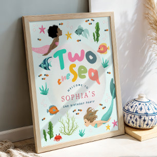 Poster Sinal de Boas-Vindas Meninas Dois ao Mar Sereia