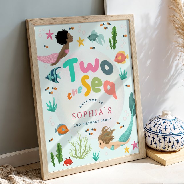 Poster Sinal de Boas-Vindas Meninas Dois ao Mar Sereia (Criador carregado)