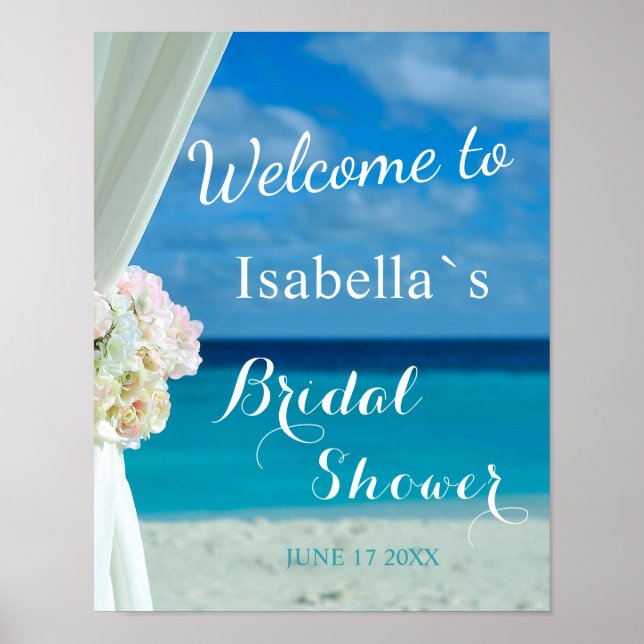 Póster Sinal de boas-vindas | Ocean Beach Summer Chá de p (Frente)