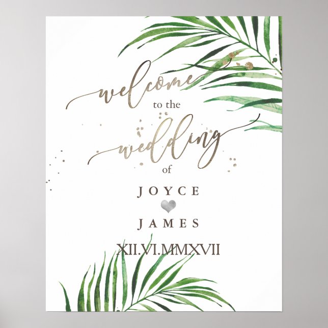 Poster SINAL DE BOAS-VINDAS PALM FRONDS PixDezines (Frente)