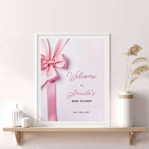 Poster Sinal de Boas-Vindas para Baby Shower com Laço de 