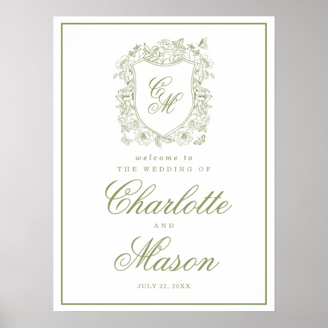 Poster Sinal de Boas-Vindas para Casamento no Jardim com  (Frente)