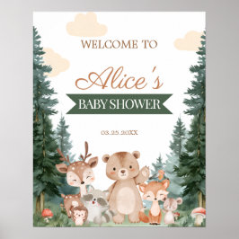 Poster Sinal de Boas-Vindas para Chá de Bebê Boho Florest