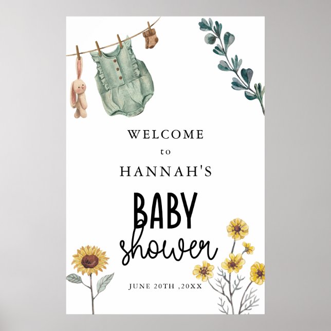 Poster Sinal de Boas-Vindas para Chá de Bebê Boho Neutro  (Frente)