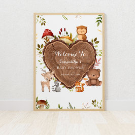 Poster Sinal de boas-vindas para chá de bebê com animais 