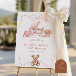 Poster Sinal de Boas-Vindas para Chá de Bebê com Carrinho