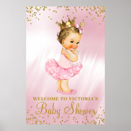 Poster Sinal de Boas-Vindas para Chá de Bebê da Princesa 