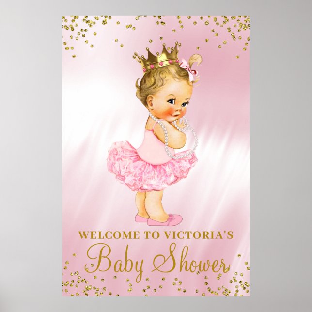 Poster Sinal de Boas-Vindas para Chá de Bebê da Princesa  (Frente)