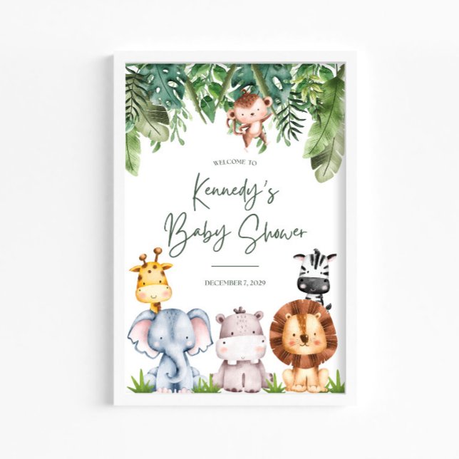 Poster Sinal de Boas-Vindas para Chá de Bebê de Animais d (Criador carregado)