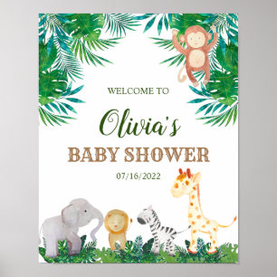 Poster Sinal de Boas-Vindas para Chá de Bebê de Animais d