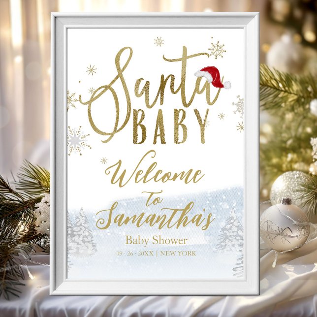 Poster Sinal de Boas-Vindas para Chá de Bebê de Natal Bab (Criador carregado)