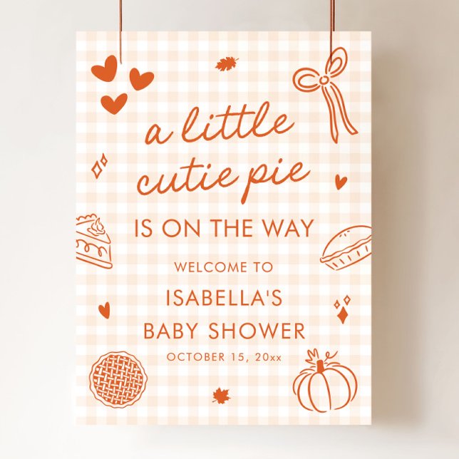 Poster Sinal de Boas-Vindas para Chá de Bebê de Outono: U (Fall A Little Cutie Pie Baby Shower Welcome Sign)