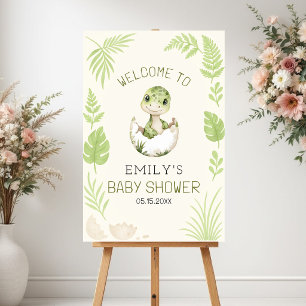 Poster Sinal de Boas-Vindas para Chá de Bebê Dinossauro