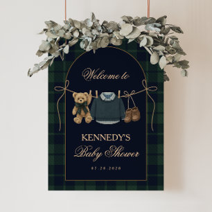 Poster Sinal de Boas-Vindas para Chá de Bebê do Urso Tedd