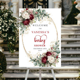 Poster Sinal de Boas-Vindas para Chá de Bebê Floral Boho 