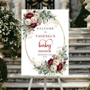 Poster Sinal de Boas-Vindas para Chá de Bebê Floral Marsa
