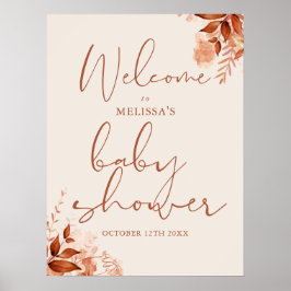 Poster Sinal de Boas-Vindas para Chá de Bebê Floral Outon