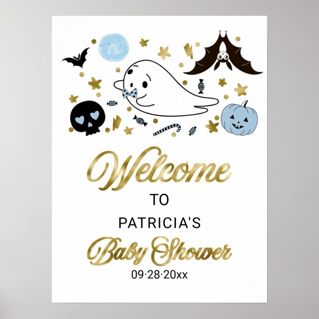Poster Sinal de Boas-vindas para Chá de Bebê Little Boo n (Frente)
