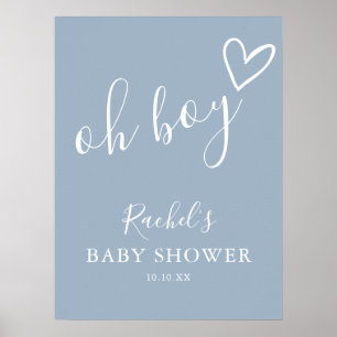 Poster Sinal de Boas-Vindas para Chá de Bebê Menino Azul 