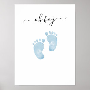 Poster Sinal de Boas-Vindas para Chá de Bebê Menino Pés d