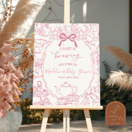 Poster Sinal de Boas-Vindas para Chá de Bebê Toile de Jou