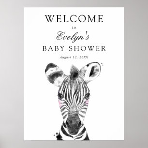Poster Sinal de Boas-Vindas para Chá de Bebê Zebra