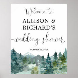 Poster Sinal de boas-vindas para chá de casamento rústico