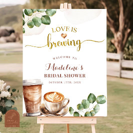 Poster Sinal de Boas-Vindas para Chá de Noiva Coffee Love