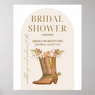 Poster Sinal de Boas-Vindas para Chá de Noiva com Botas d