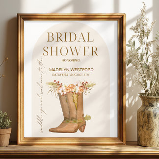 Poster Sinal de Boas-Vindas para Chá de Noiva com Botas d