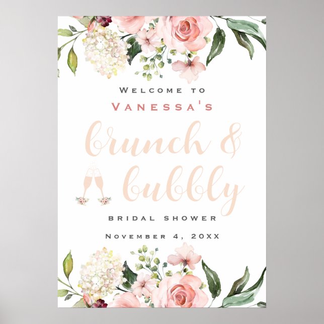 Poster Sinal de Boas-Vindas para Chá de Noiva com Brunch  (Frente)