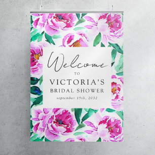 Poster Sinal de Boas-Vindas para Chá de Noiva com Flor de