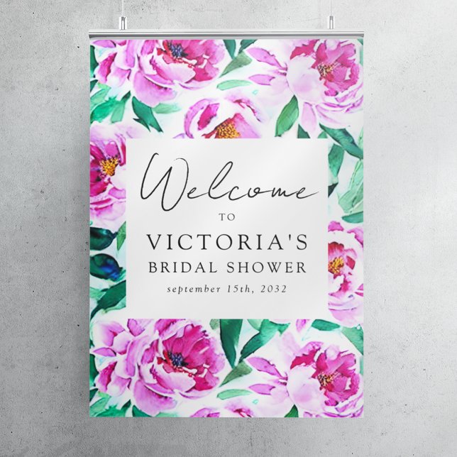 Poster Sinal de Boas-Vindas para Chá de Noiva com Flor de (Criador carregado)