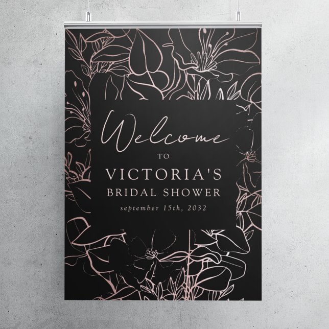 Poster Sinal de Boas-Vindas para Chá de Noiva com Floral  (Criador carregado)
