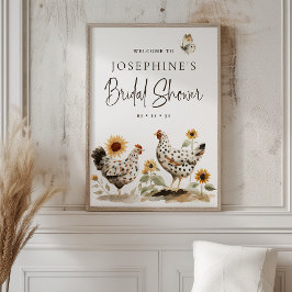Poster Sinal de Boas-Vindas para Chá de Noiva com Frango 