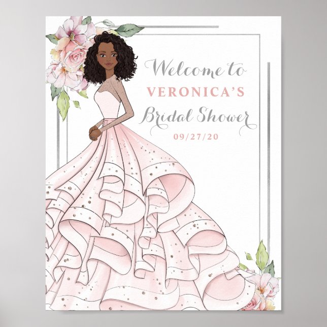 Poster Sinal de Boas-Vindas para Chá de Noiva com Glamour (Frente)