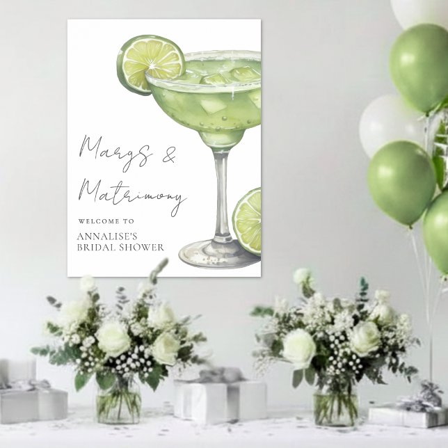Poster Sinal de Boas-Vindas para Chá de Noiva com Margari (Margarita Bridal Shower Welcome Sign )