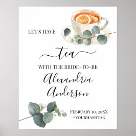 Poster Sinal de boas-vindas para chá de noiva com verde d